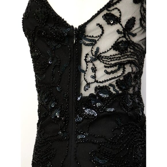 NWT Black Sequin and Mesh Sleeveless Cocktail Dress Sz Small -Poly USA by Neblon - Picture 7 of 10
